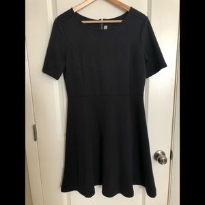 Black stretchy herringbone dress